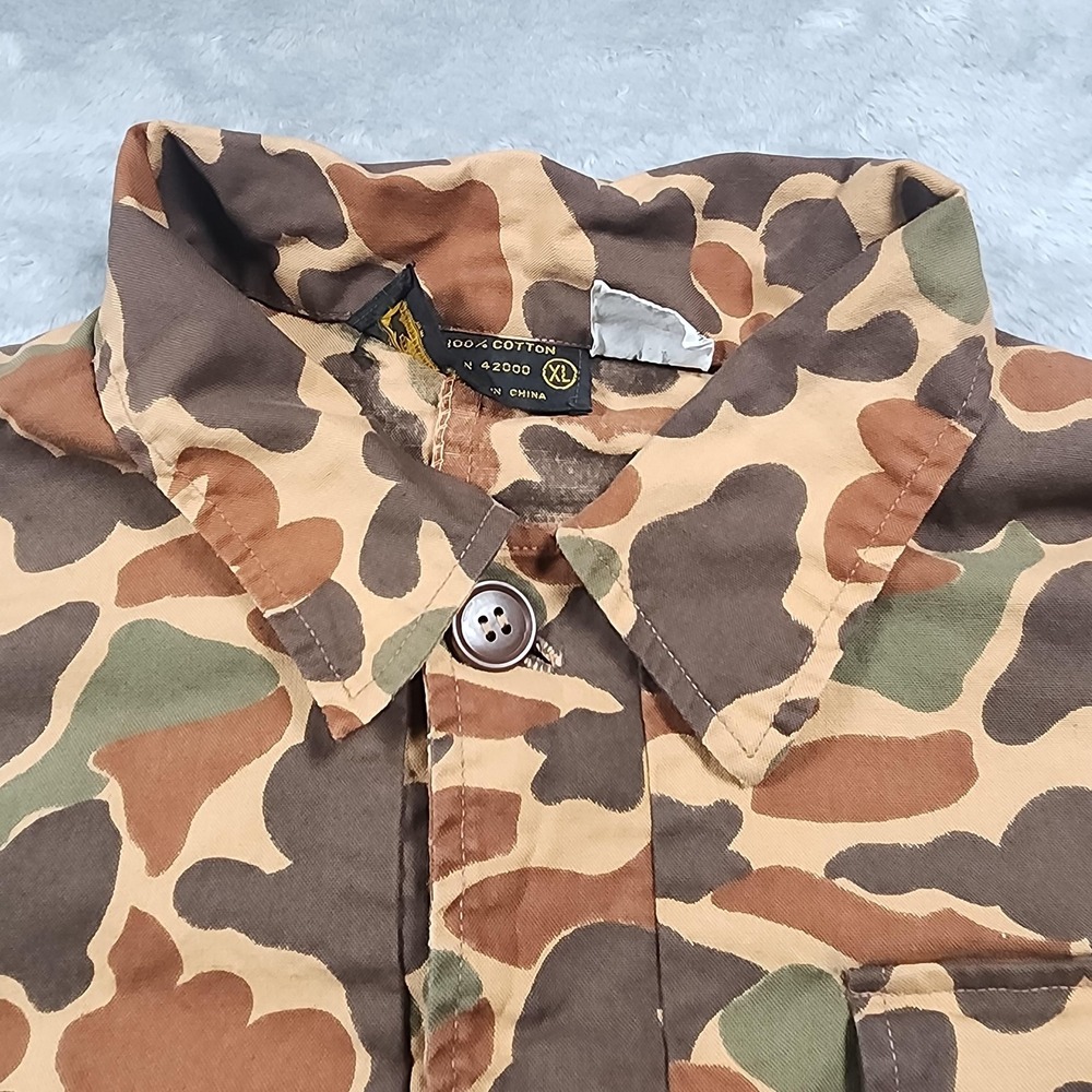 VINTAGE Kmart Camo Shirt Mens XL Brown Frogskin Duck Hunting Outdoor Field Chore - Picture 6 of 11